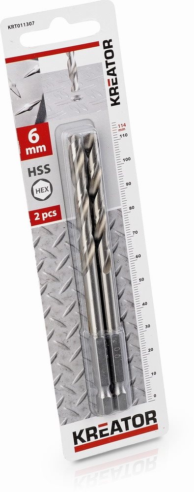 KREATOR vrták do kovu 6,0mm HSS HEX 2ks KRT011307