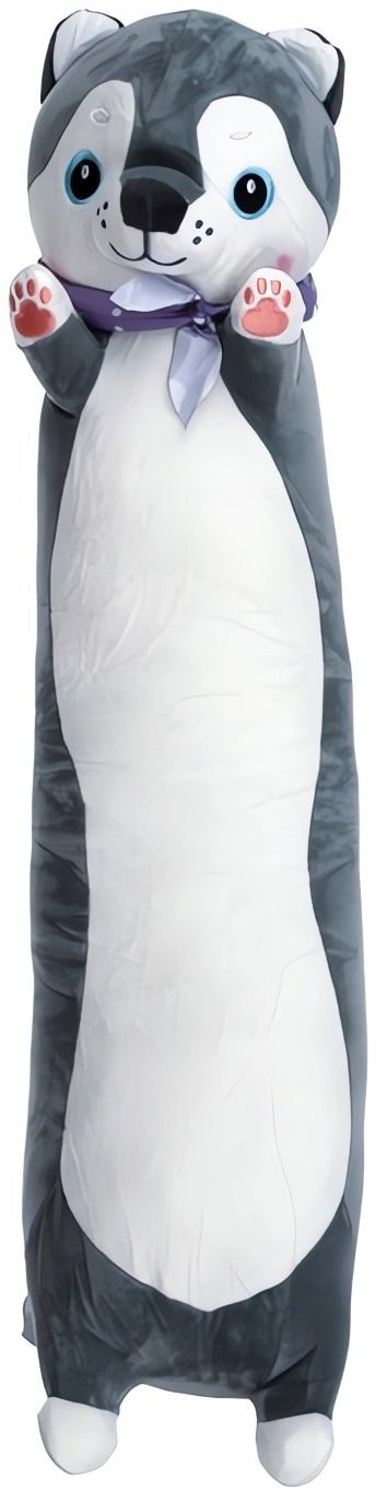 Kruzzel Plyšový polštář pes, 70 cm, šedobílý