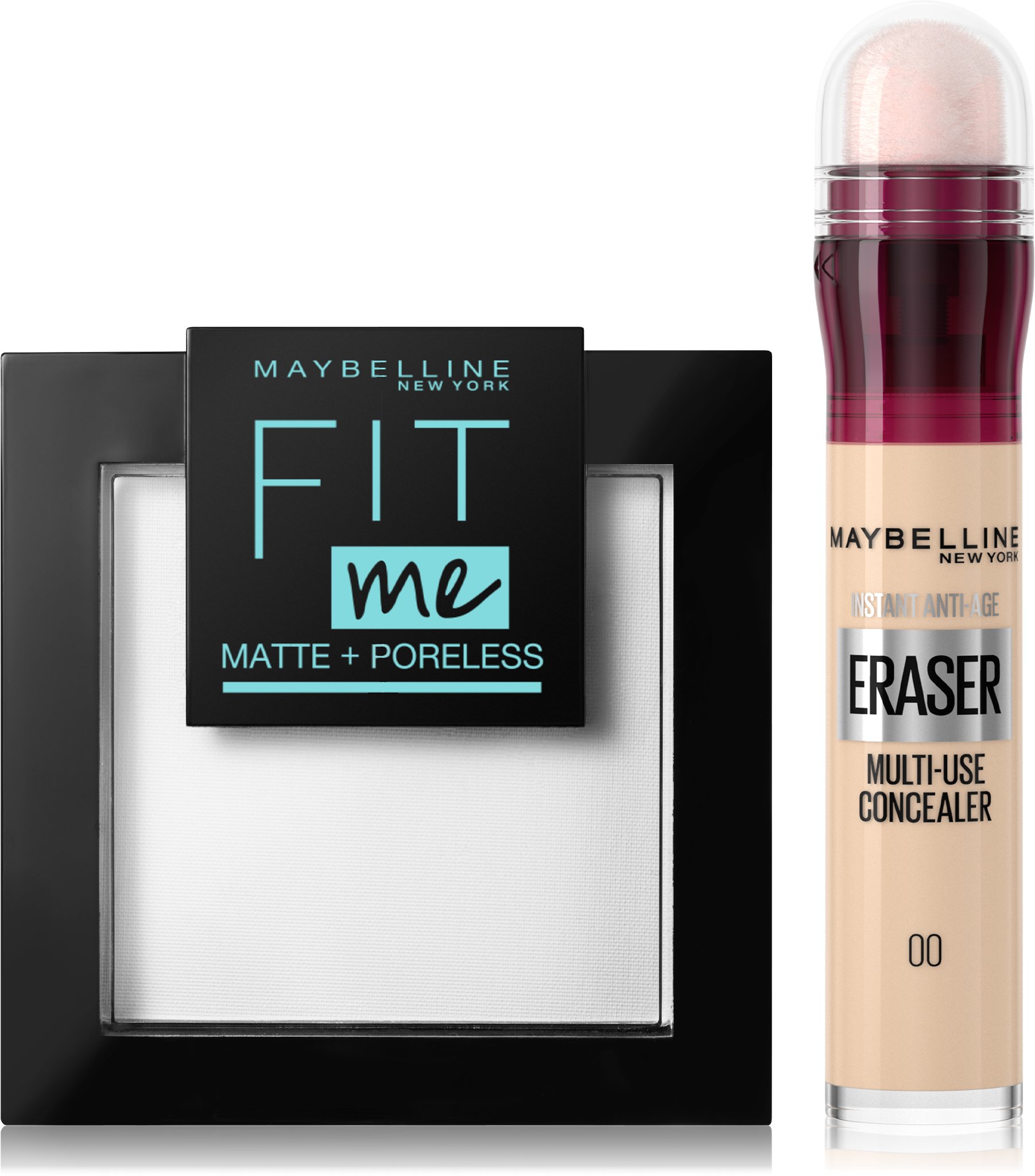 MAYBELLINE NEW YORK Instant Anti-Age Eraser, Fit Me Matte+Poreless Set