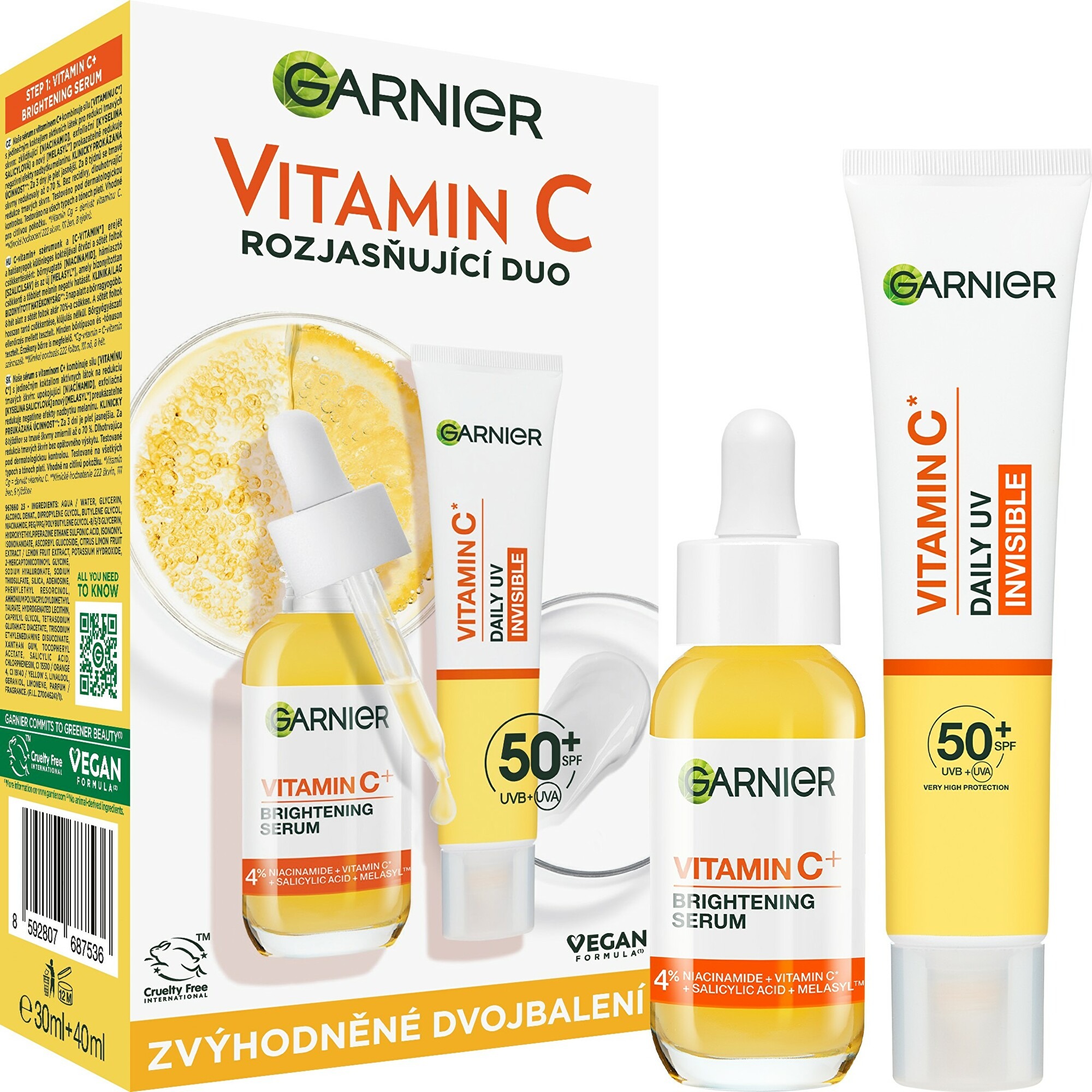 GARNIER Vitamin C Serum + Daily Uv Fluid duopack, 1 ks