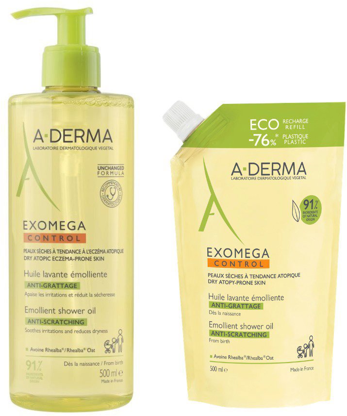A-DERMA Exomega Control Sprchový olej pro pokožku se sklonem k atopii Set 1000 ml