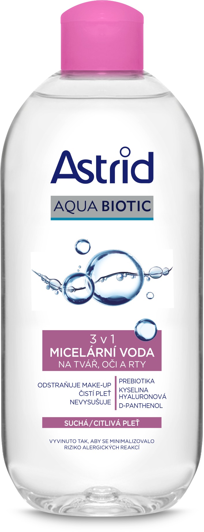 ASTRID Aqua Biotic Micelární voda 3v1 pro suchou a citlivou pleť 400 ml