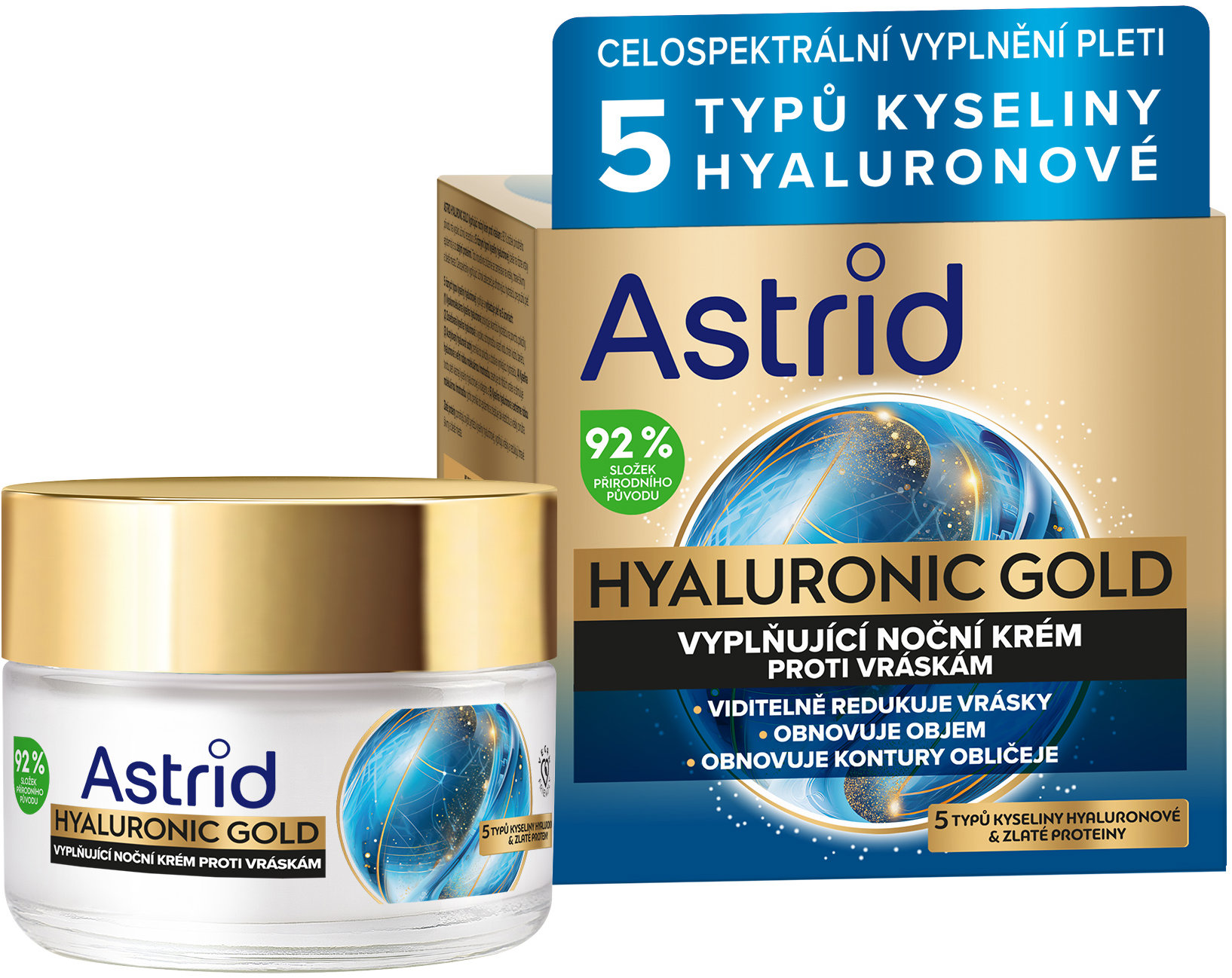 ASTRID Hyaluronic Gold Vyplňující noční krém proti vráskám se zlatými proteiny 50 ml
