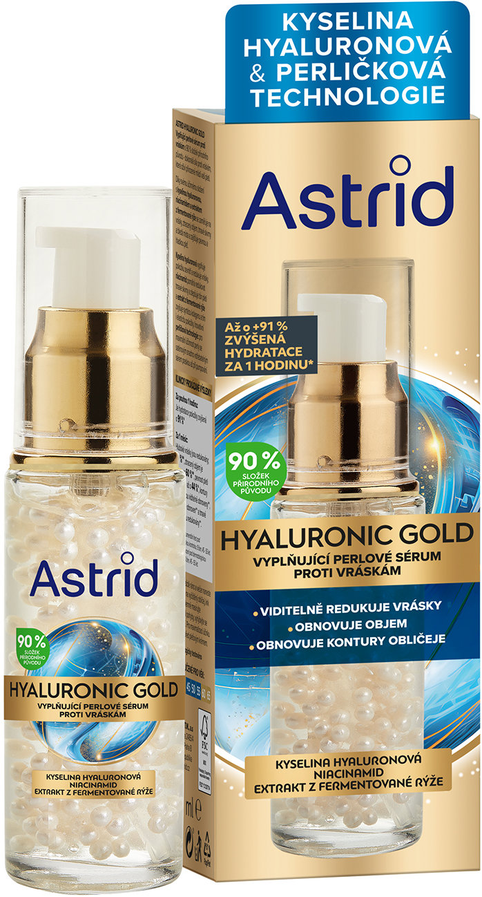 ASTRIDHyaluron Gold Vyplňující perlové sérum proti vráskám s niacinamidem 30 ml