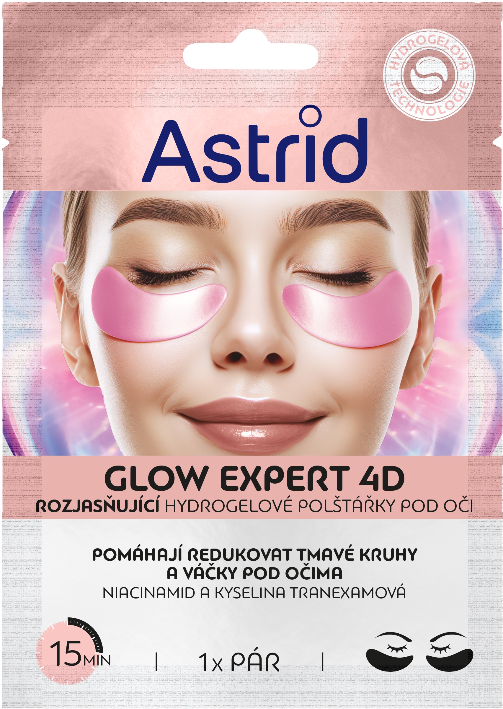 ASTRID Glow Expert Hydrogelové polštářky pod oči s niacinamidem a kyselinou tranexamovou 1 pár