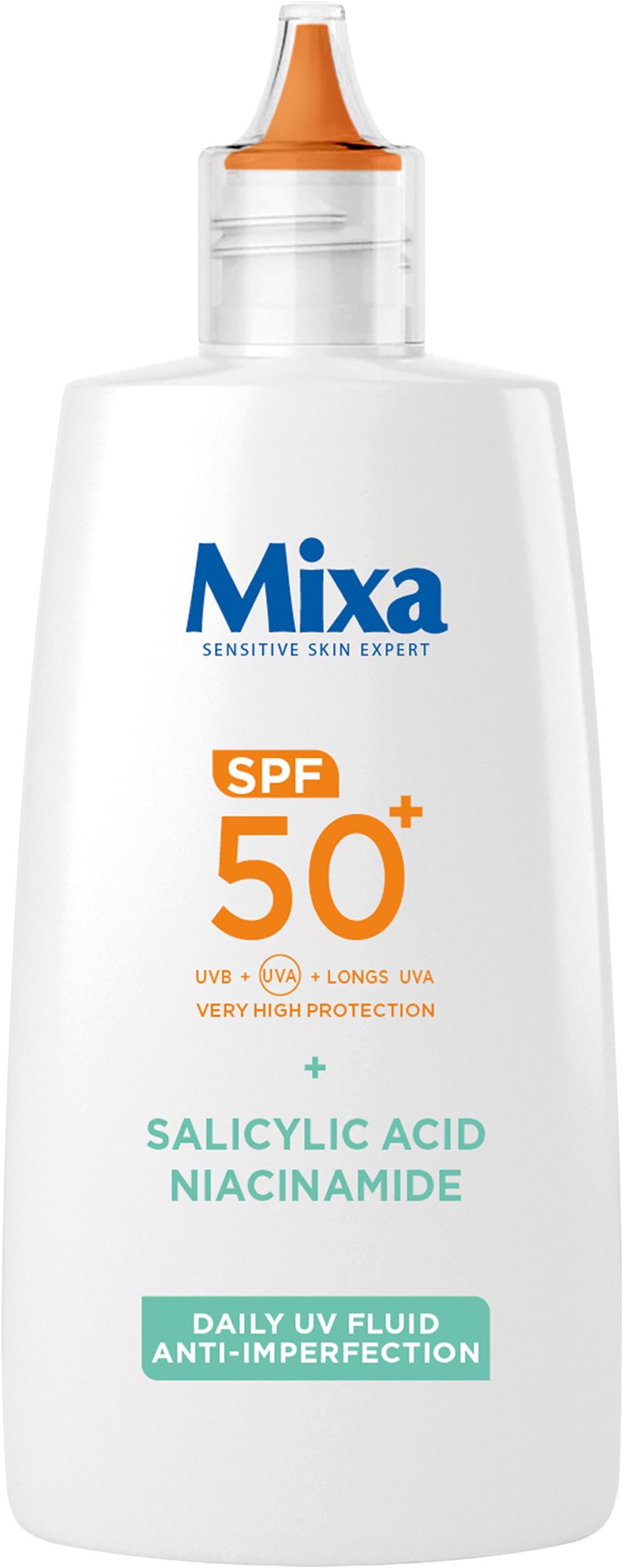 MIXA Denní UV Fluid proti nedokonalostem s velmi vysokou ochranou SPF 50+, 40 ml