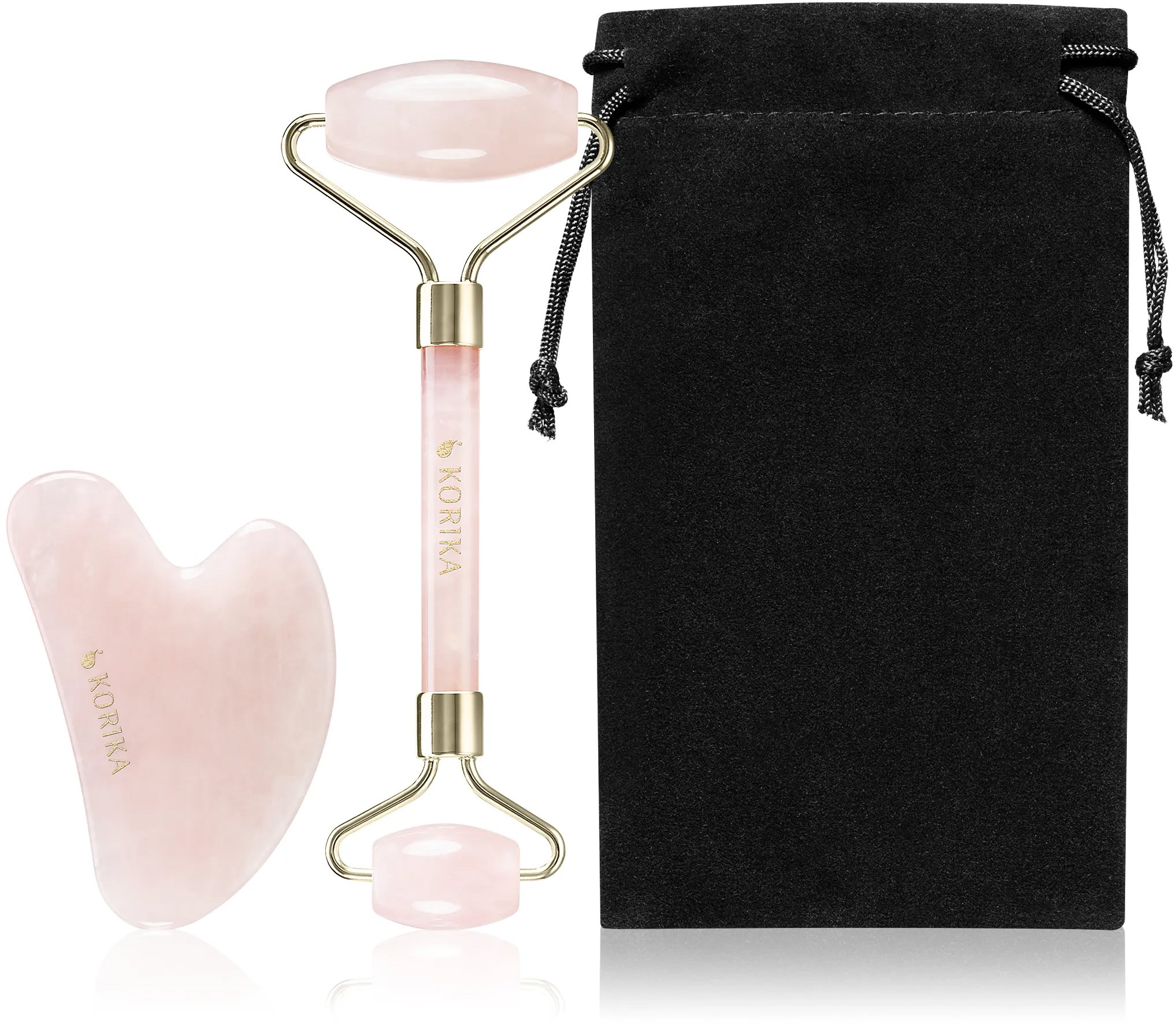 KORIKA Tools Eternal Youth Set Facial Roller & Gua Sha Stone Quartz pink 2 ks