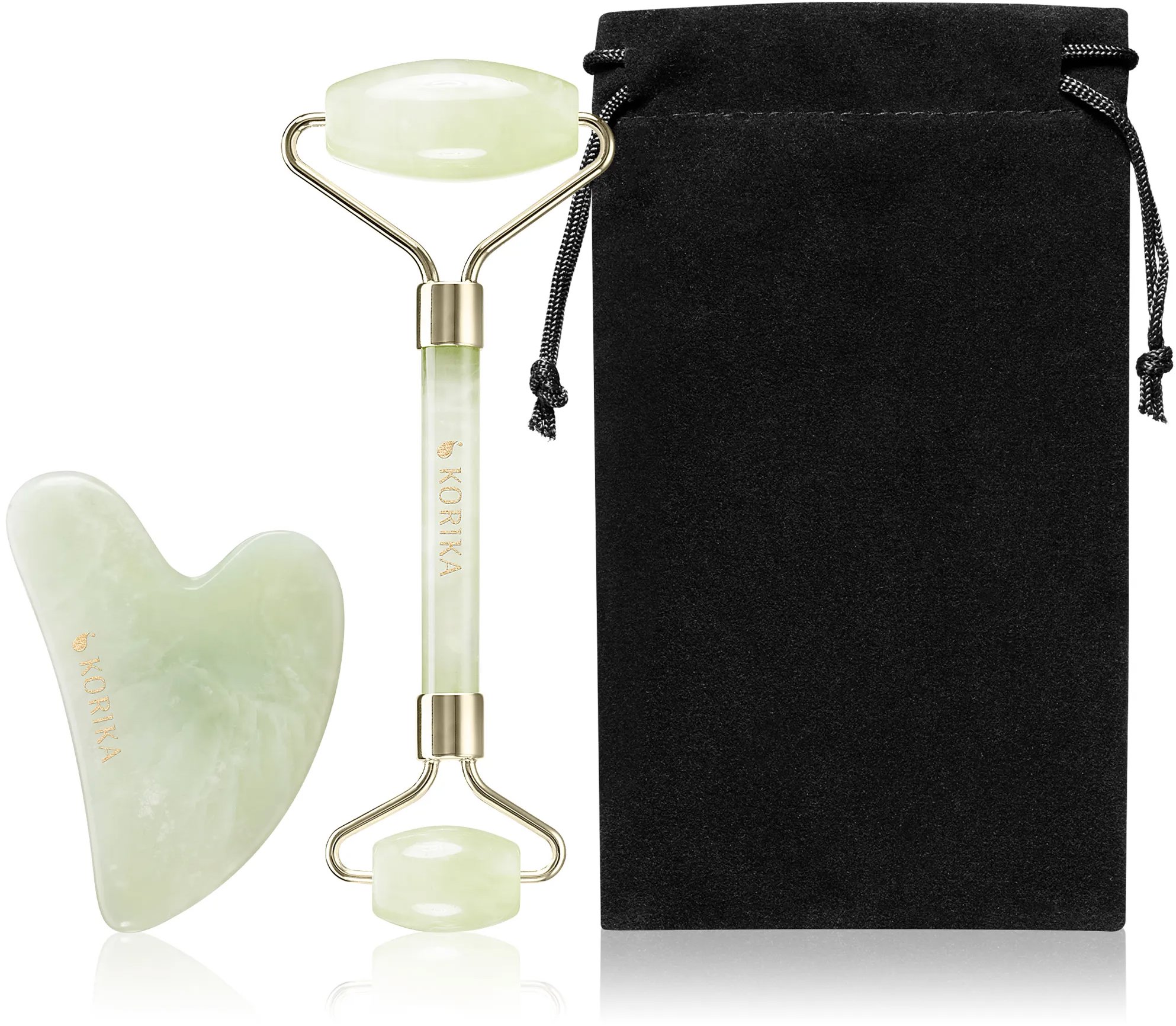 KORIKA Tools Eternal Youth Set Facial Roller & Gua Sha Stone Jade Green 2 ks