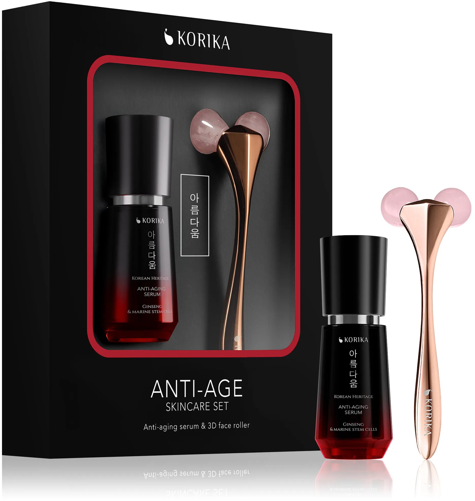 KORIKA Anti-age Skincare Set Anti-aging Serum 30 ml & 3D Face Roller