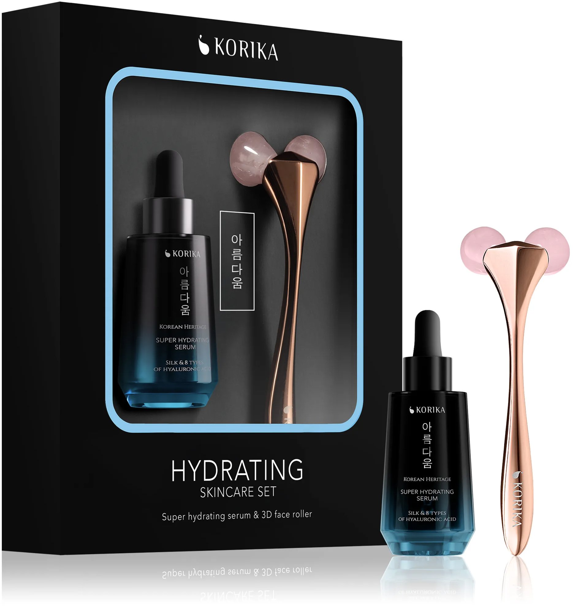 KORIKA Hydrating Skincare Set Super Hydrating Serum 30 ml + 3D Face Roller
