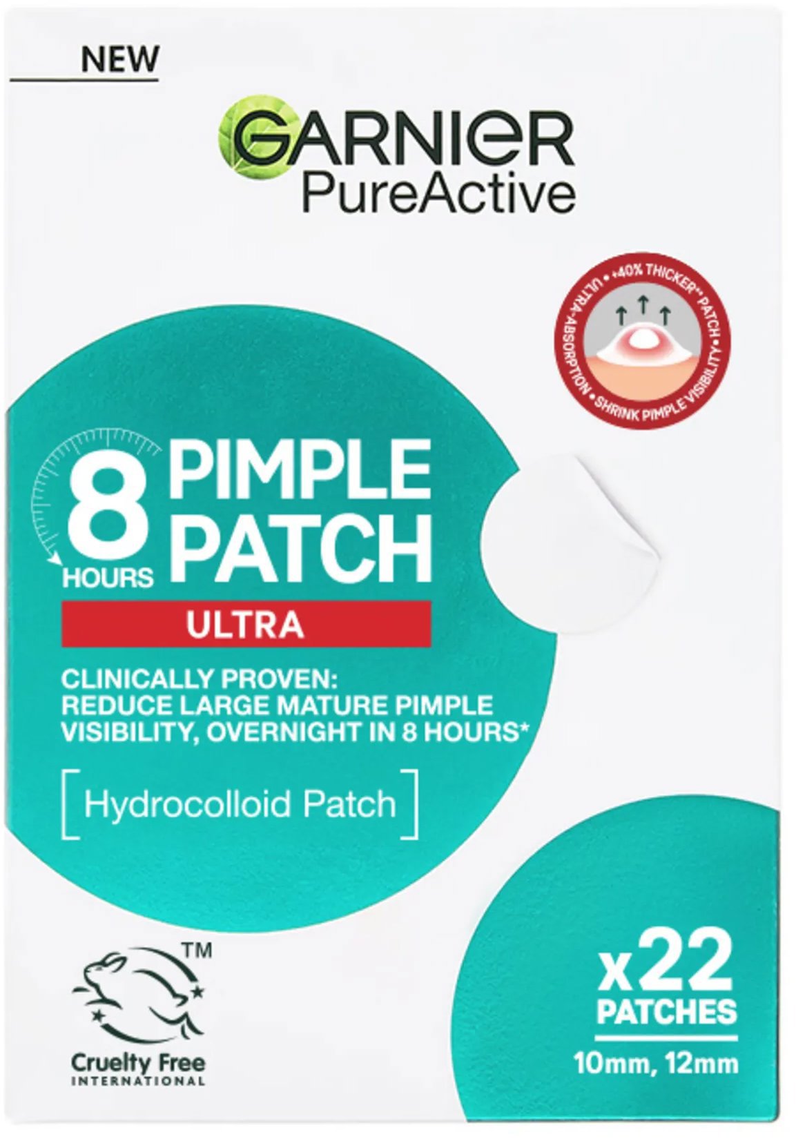 GARNIER Pure Active 8H Ultra náplasti na akné, 22 náplastí