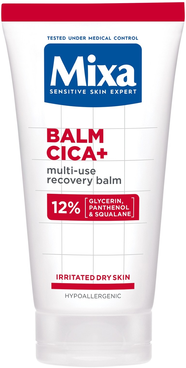 MIXA Balm Cica+, víceúčelový regenerační balzám s 12% glycerinem, panthenolem a skvalenem, 50 ml