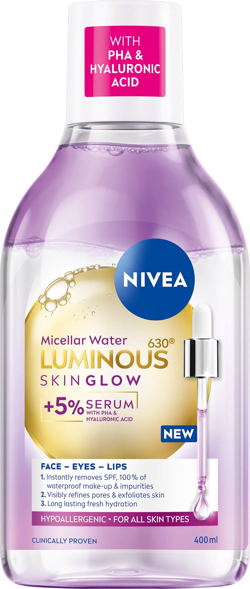 NIVEA Luminous Skin Glow micelární voda 400 ml