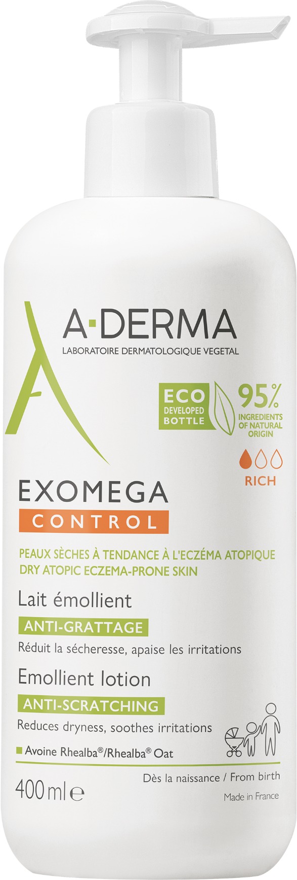 A-DERMA Exomega Control Emolienční mléko pro suchou kůži se sklonem k atopii 400 ml