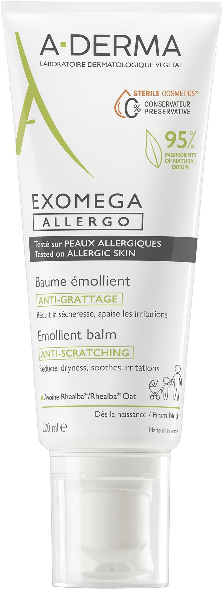 A-DERMA Exomega Allergo Emolienční balzám pro suchou kůži se sklonem k atopii - sterilní kosmetika 2