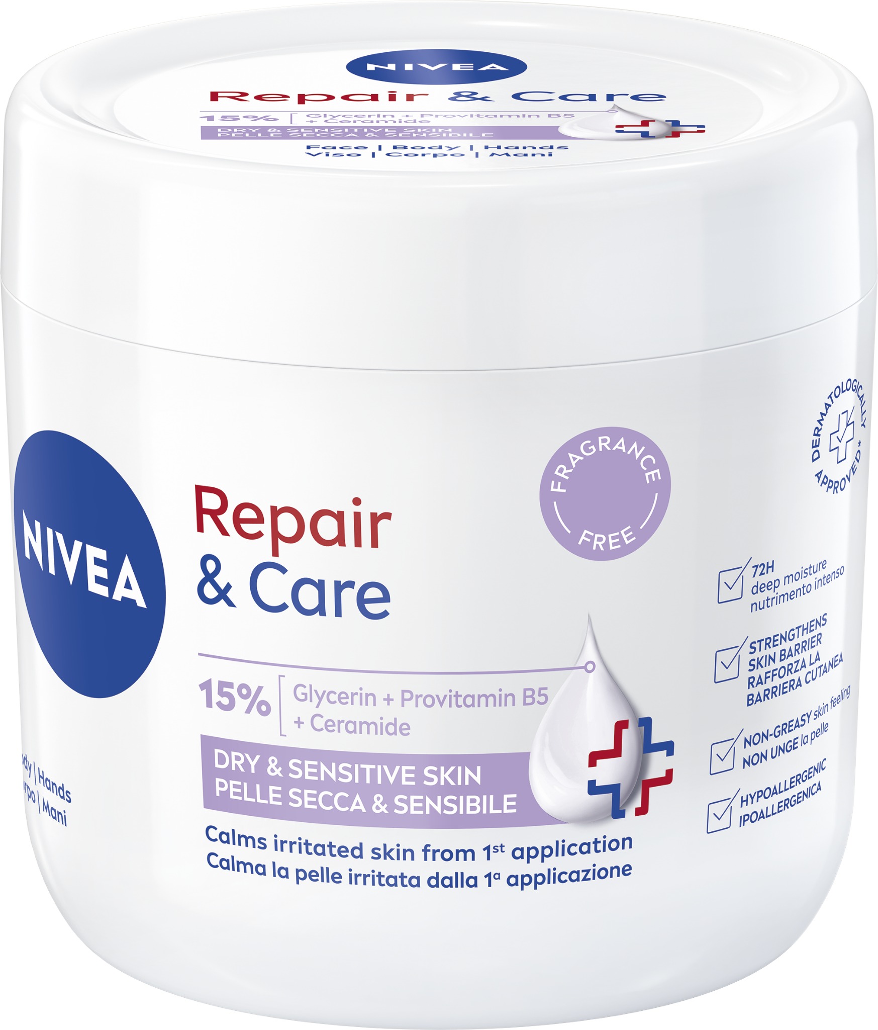 NIVEA Repair&Care cream fragnance free 400 ml