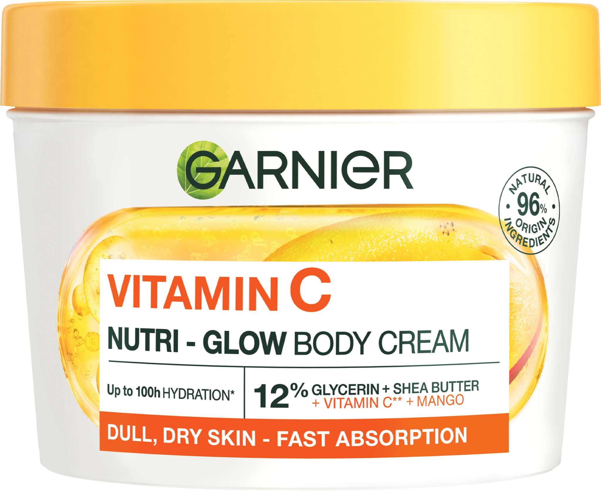 GARNIER Body Food Glow Cream na rozjasnění pokožky Mango + Vitamin C, 380 ml