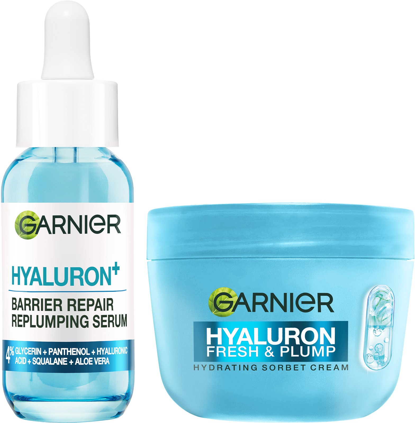 GARNIER Hyaluron Fresh & Plump 85 ml + Hyaluronic Aloe Super Serum 30 ml