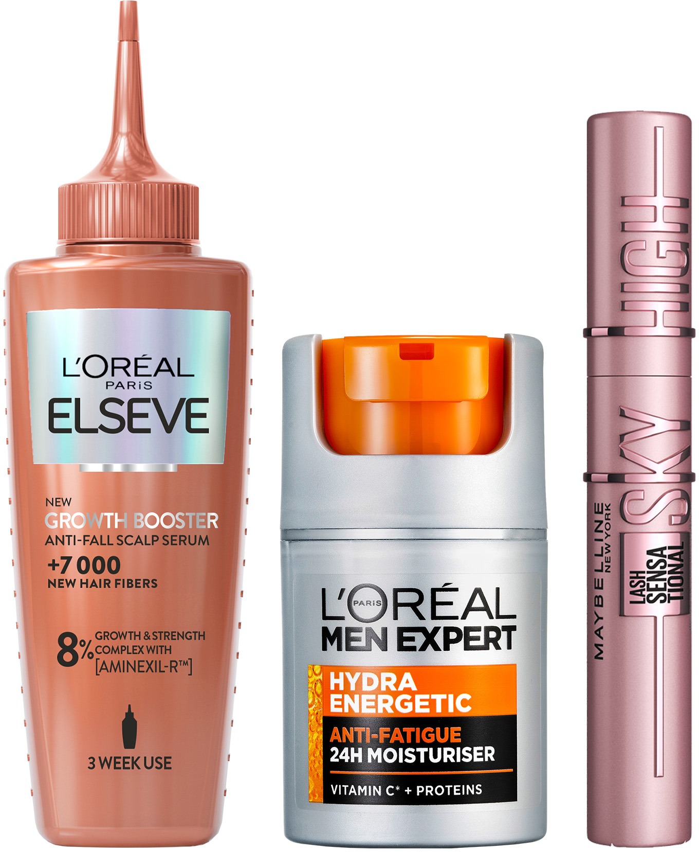 L'ORÉAL PARIS Anti-Fatigue Moisturiser 50 ml + Anti Fall Scalp 100 ml + Sky High 7,2 ml