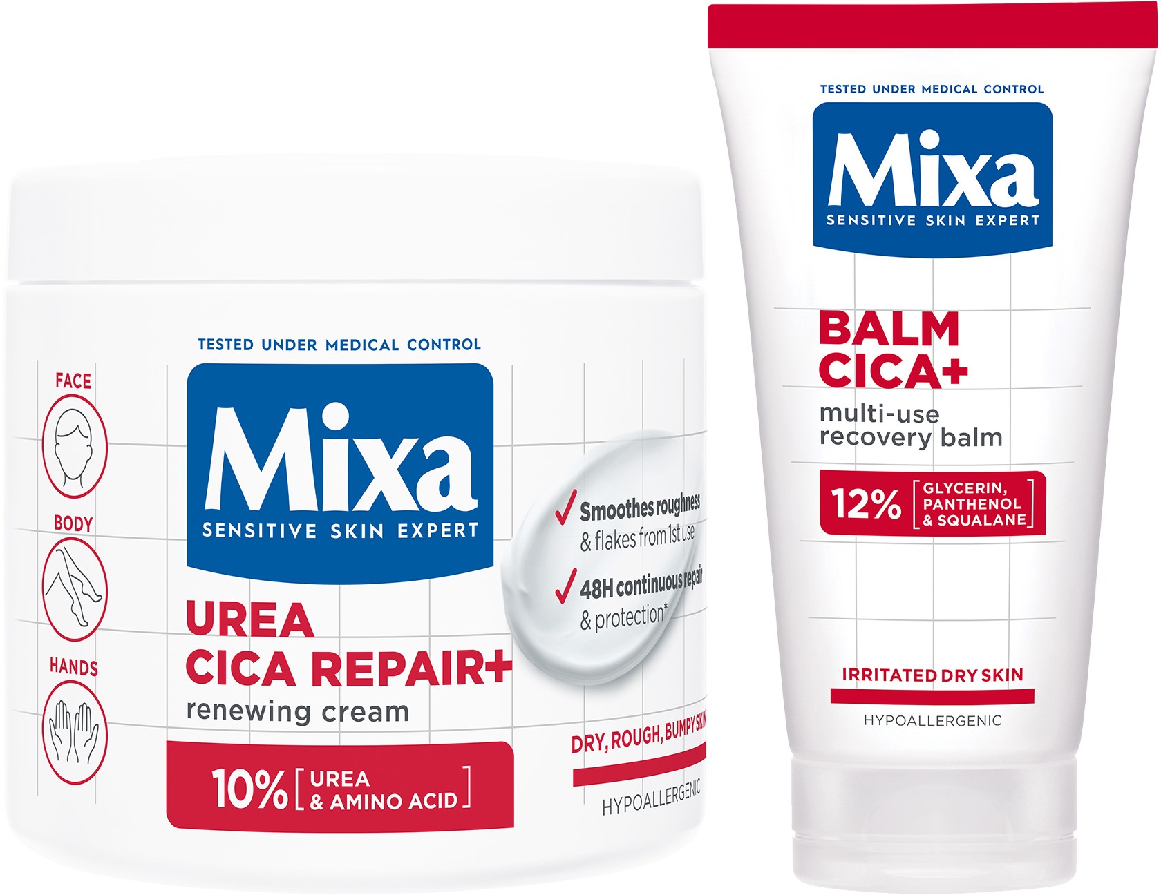 MIXA Multi-Use Balm Cica+ 50 ml + Urea Cica Repair+ Jar 400 ml