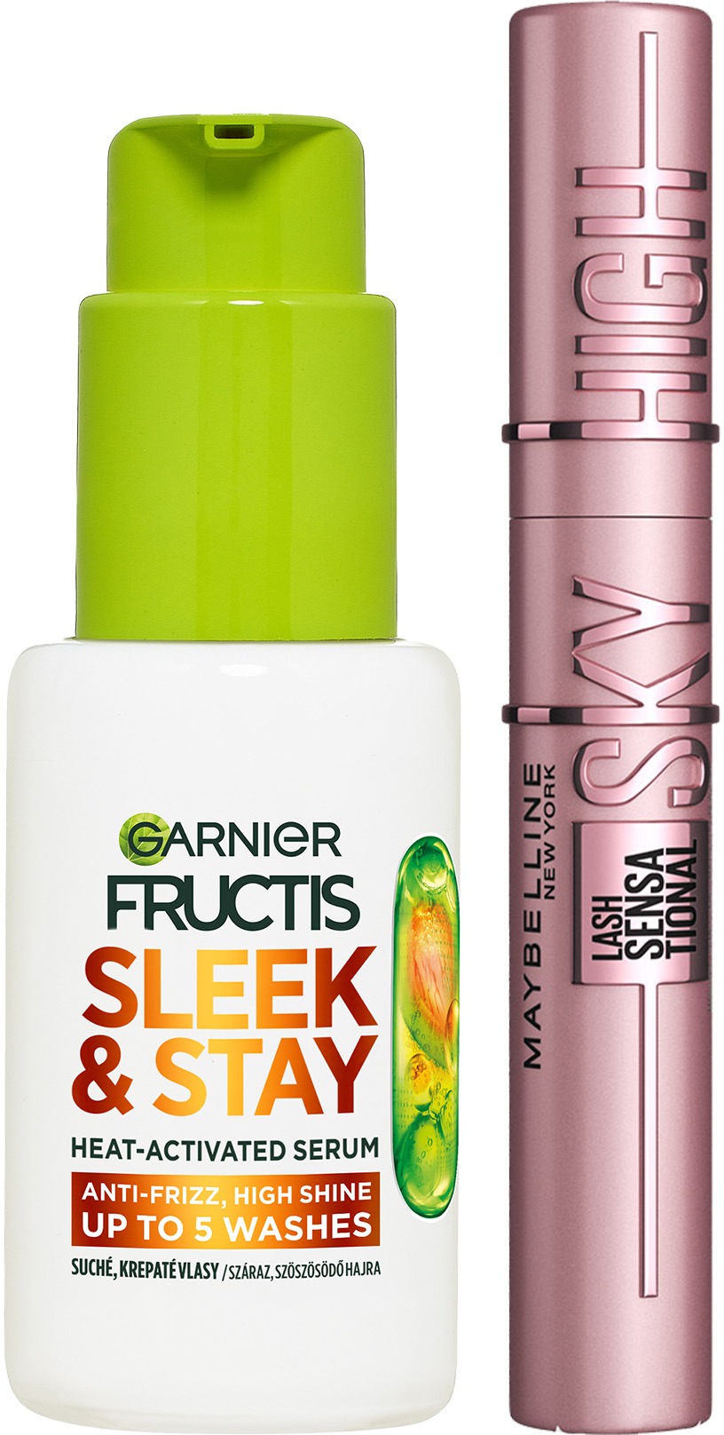 MAYBELLINE NEW YORK Lash Sensational Sky High Mascara 7,2 ml + GARNIER Fructis Sleek & Stay 50 ml