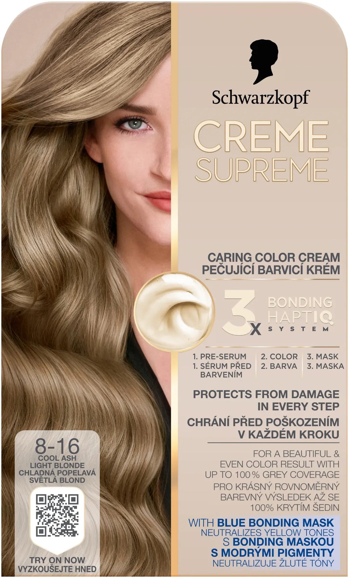 SCHWARZKOPF Creme Supreme 8-16 Chladná popelavá světlá blond 60 ml