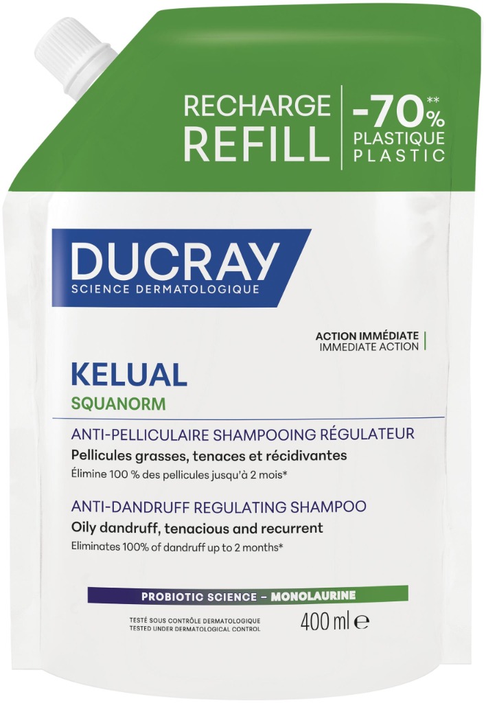 DUCRAY Kelual Squanorm Regulační šampon proti mastným lupům náplň 400 ml