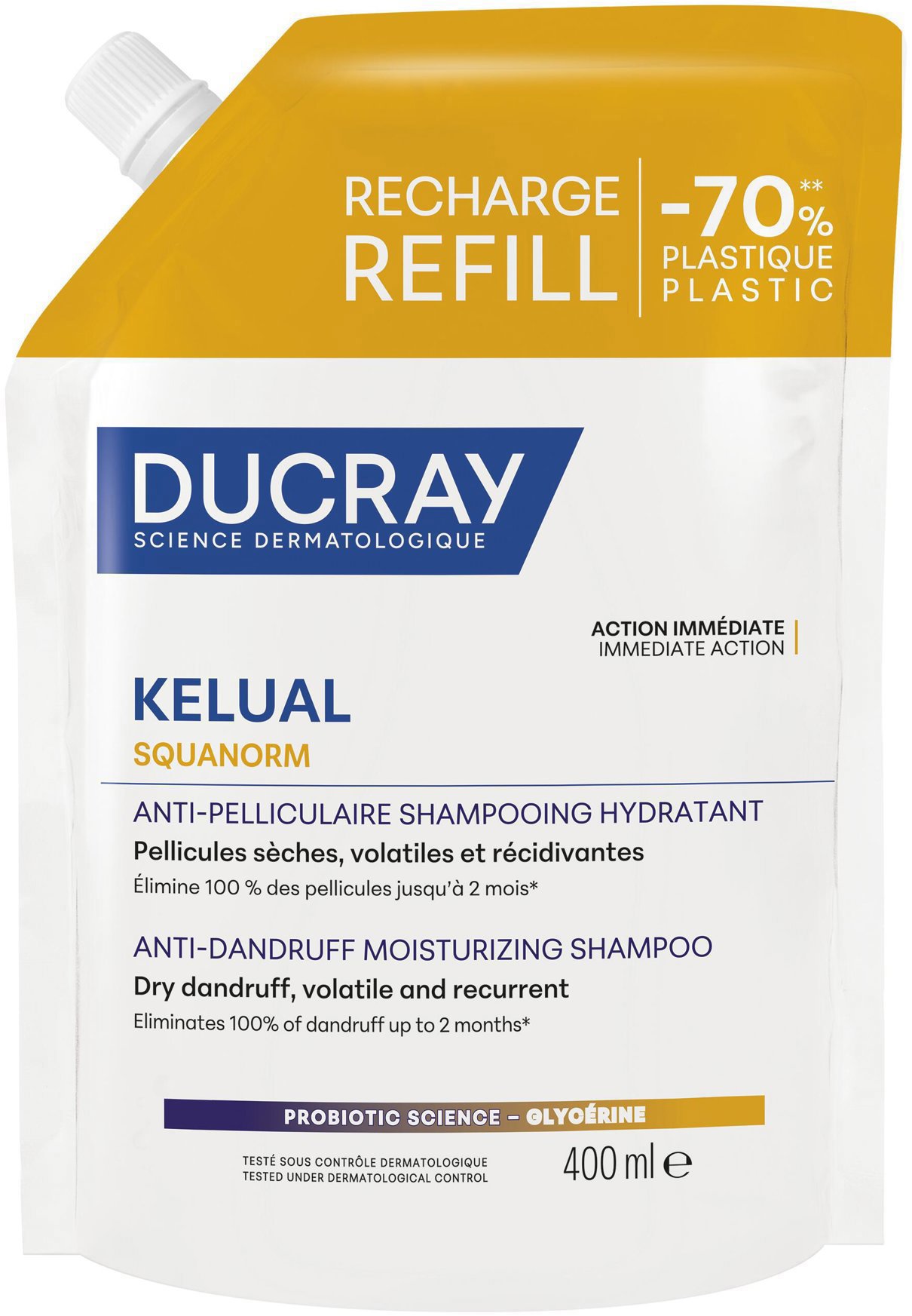 DUCRAY Kelual Squanorm Hydratační šampon proti suchým lupům náplň 400 ml