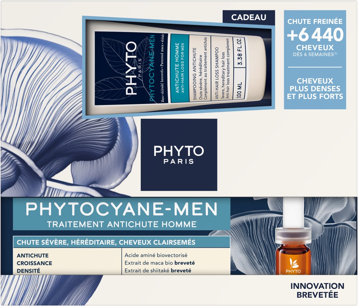 PHYTO Phytocyane -Men Péče proti vypadávání vlasů pro muže 12 × 3,5 ml + Šampon proti vypadávání vla