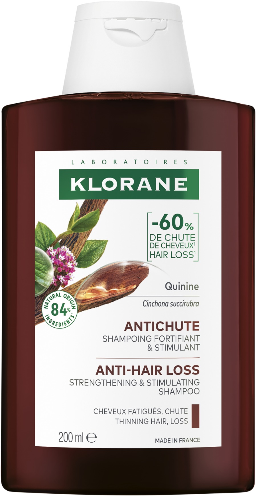 KLORANE Šampon s chininem a BIO protěží alpskou 200 ml