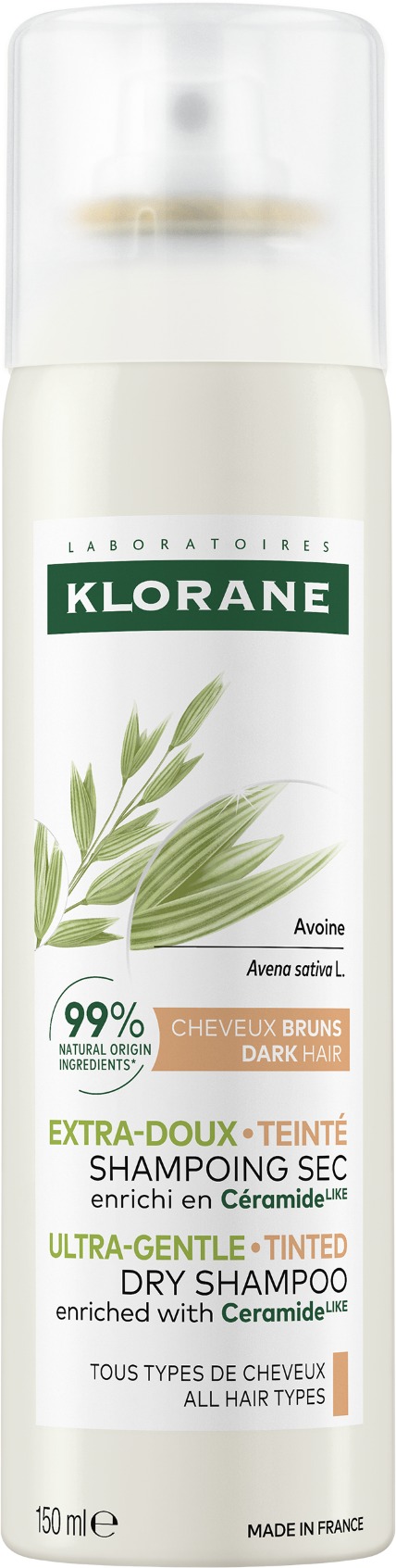 KLORANE Suchý šampon oves-tmavé vlasy 150 ml
