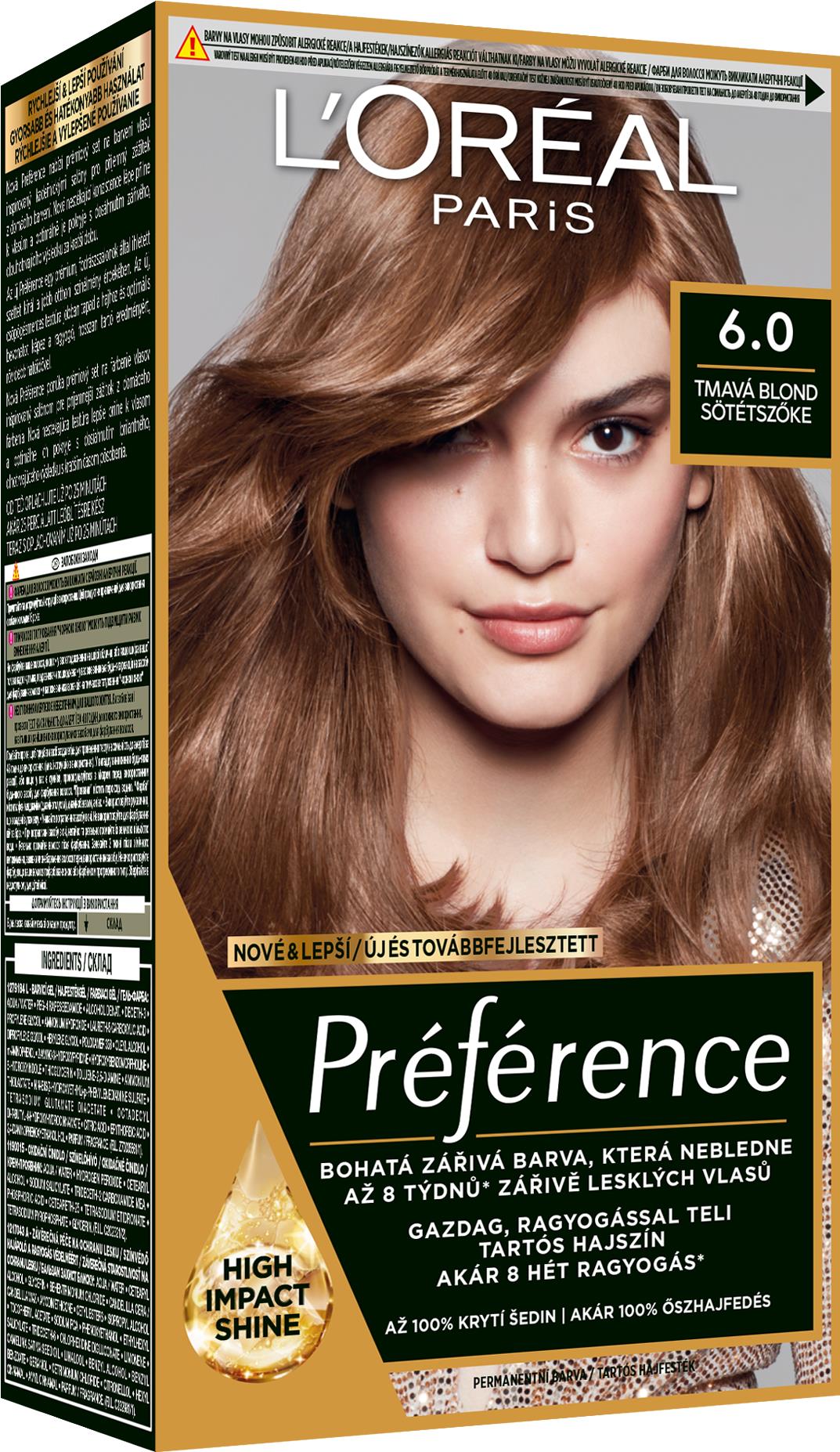 L'ORÉAL PARIS Préférence 6.0 Tmavá blond, 60+60+54 ml
