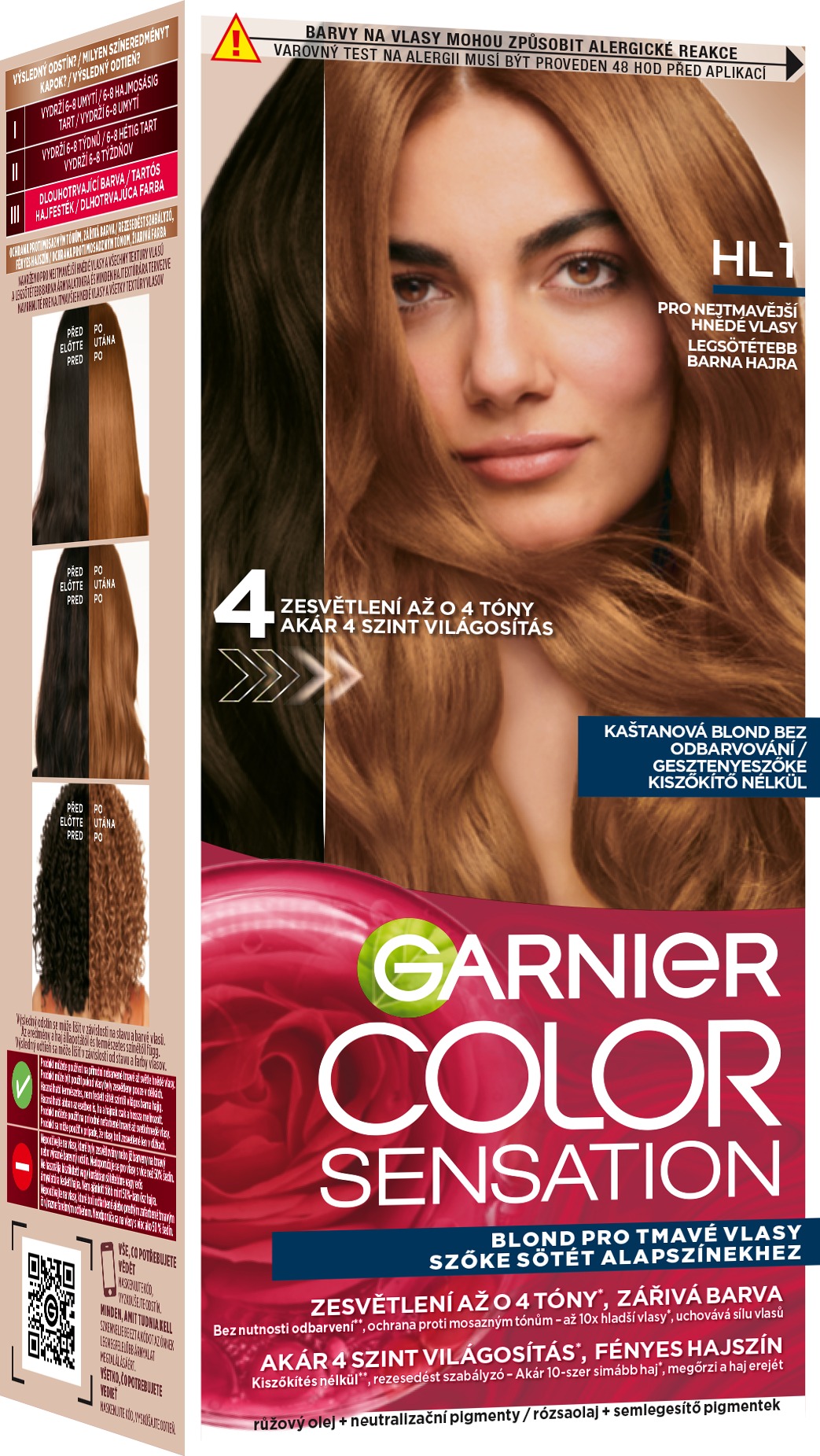 GARNIER Color Sensation permanentní barva na vlasy HL1 6.31 Black Hair 20, 60+40+12 ml