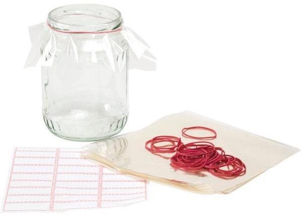 Gastro Folie na zavařovací láhve sada 25 ks, včetně gumiček a samolepících etiket