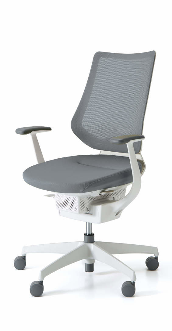 KOKUYO ING Glider 360° bílá kostra, šedá síťovina
