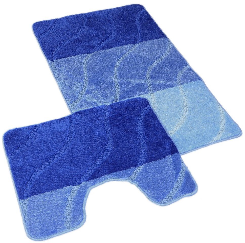 Kvalitex Koupelnová a WC předložka 60 × 100, 50 × 60 cm vlny modrá