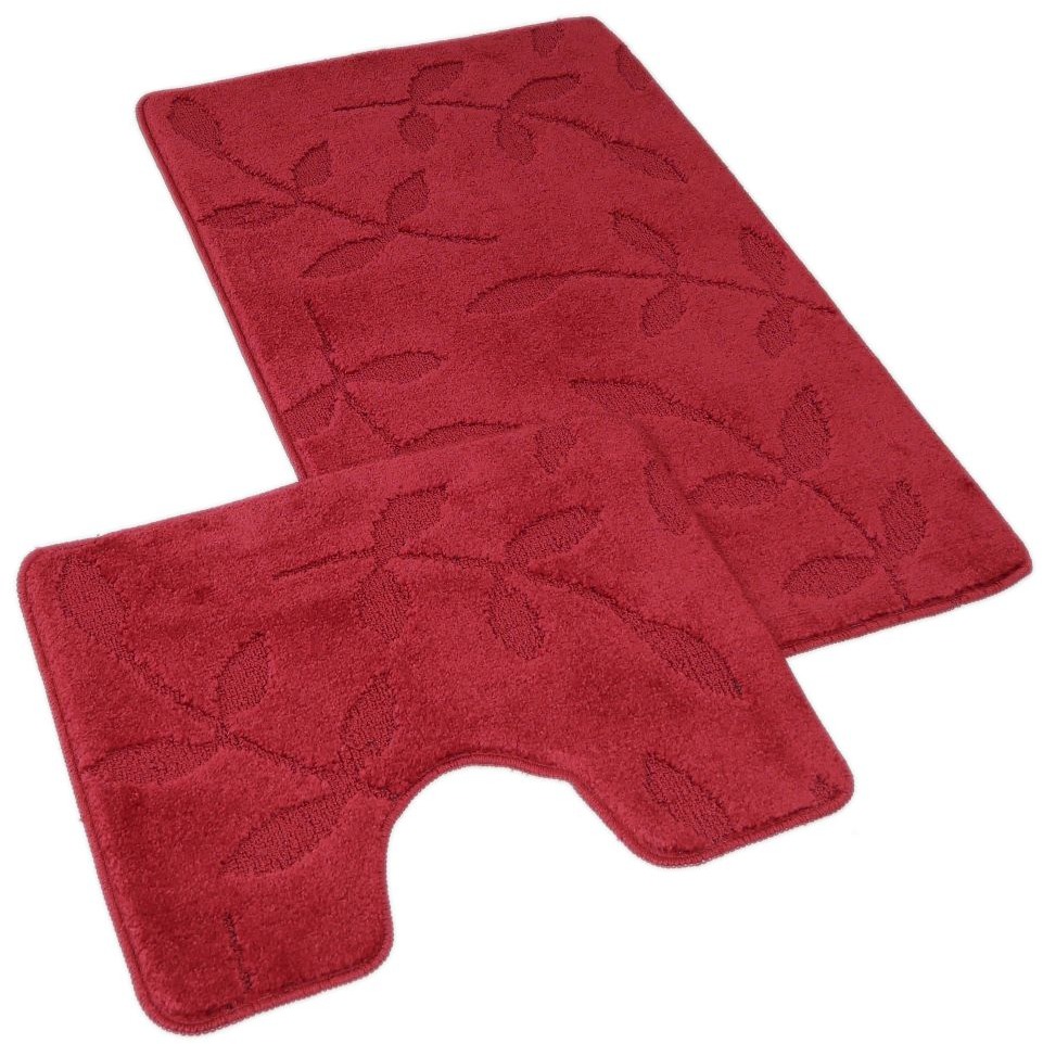 Kvalitex Koupelnová a WC předložka 60 × 100, 50 × 60 cm listy vínová