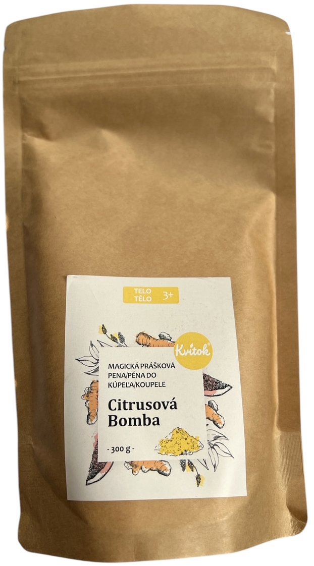 Kvitok Magická pěna do koupele v prášku Citrusová bomba 300 g