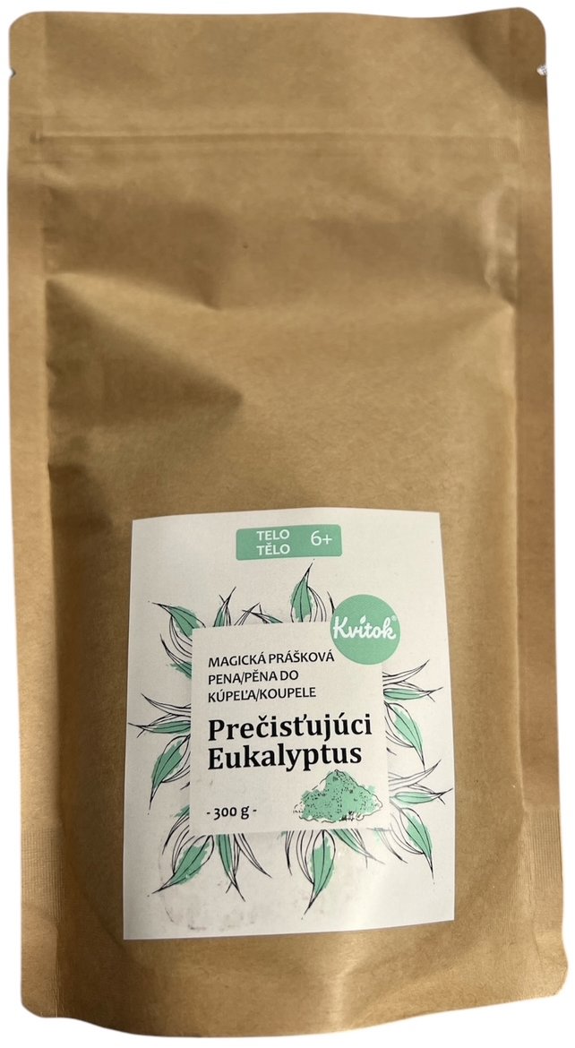 Kvitok Magická pěna do koupele v prášku Pročišťující eukalyptus 300 g