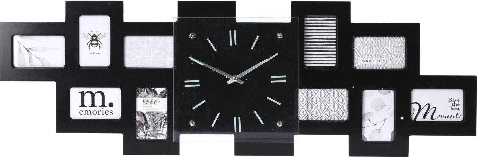Home Styling Collection Nástěnné hodiny s 10 fotorámečky, 80 × 4 × 26 cm