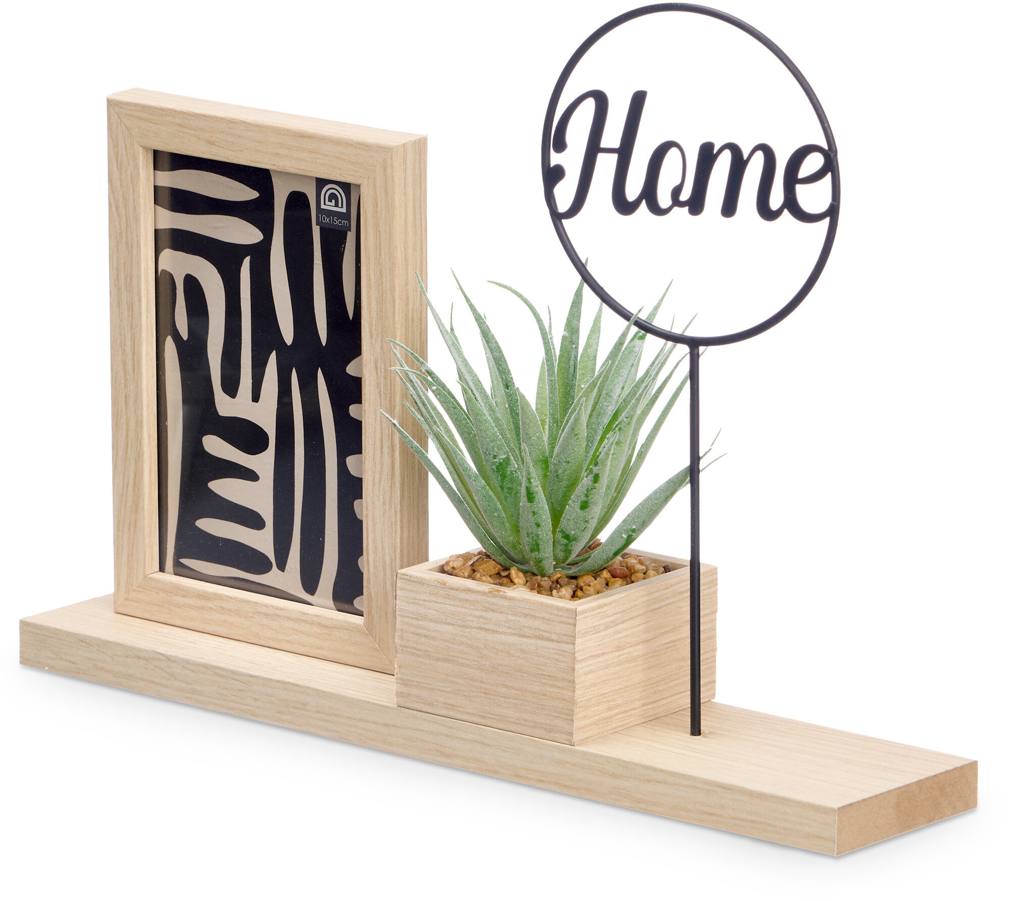 Giftdecor Stojící fotorámeček s rostlinou Home, 33 × 24 × 7 cm