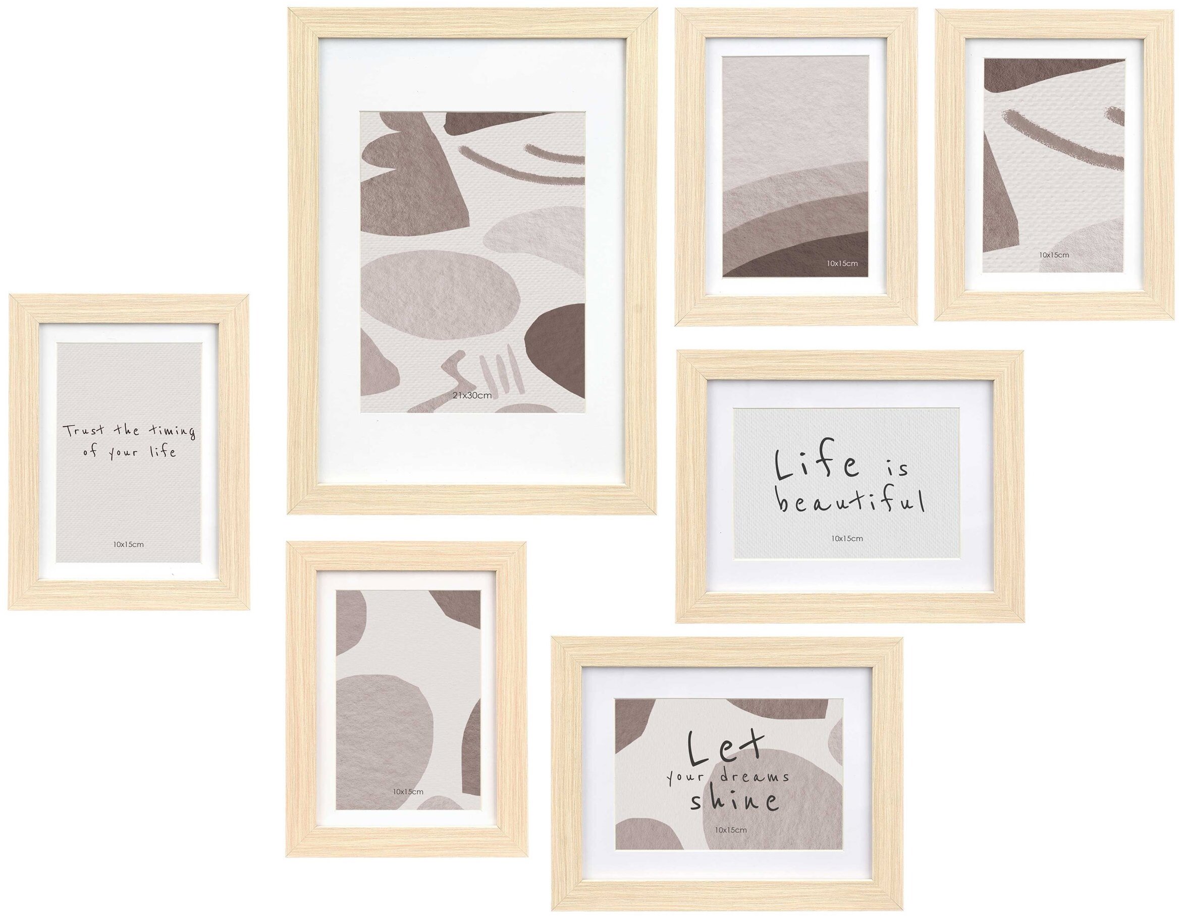 Giftdecor Nástěnné fotorámečky Mural, 7 rámečků různých velikostí, béžové