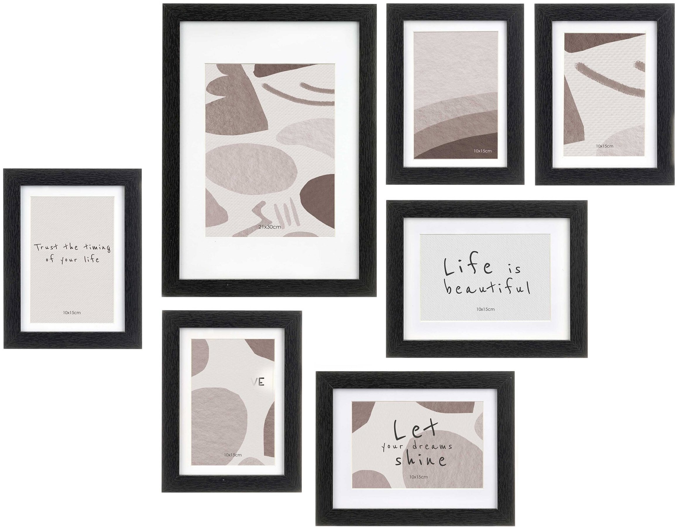 Giftdecor Nástěnné fotorámečky Mural, 7 rámečků různých velikostí, černé