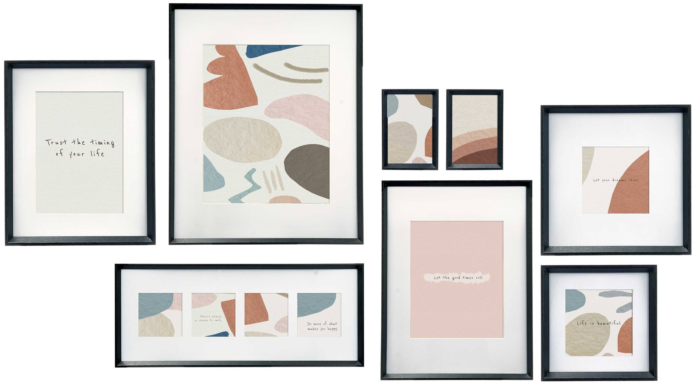 Giftdecor Nástěnné fotorámečky Mural, 8 rámečků různých velikostí, černé