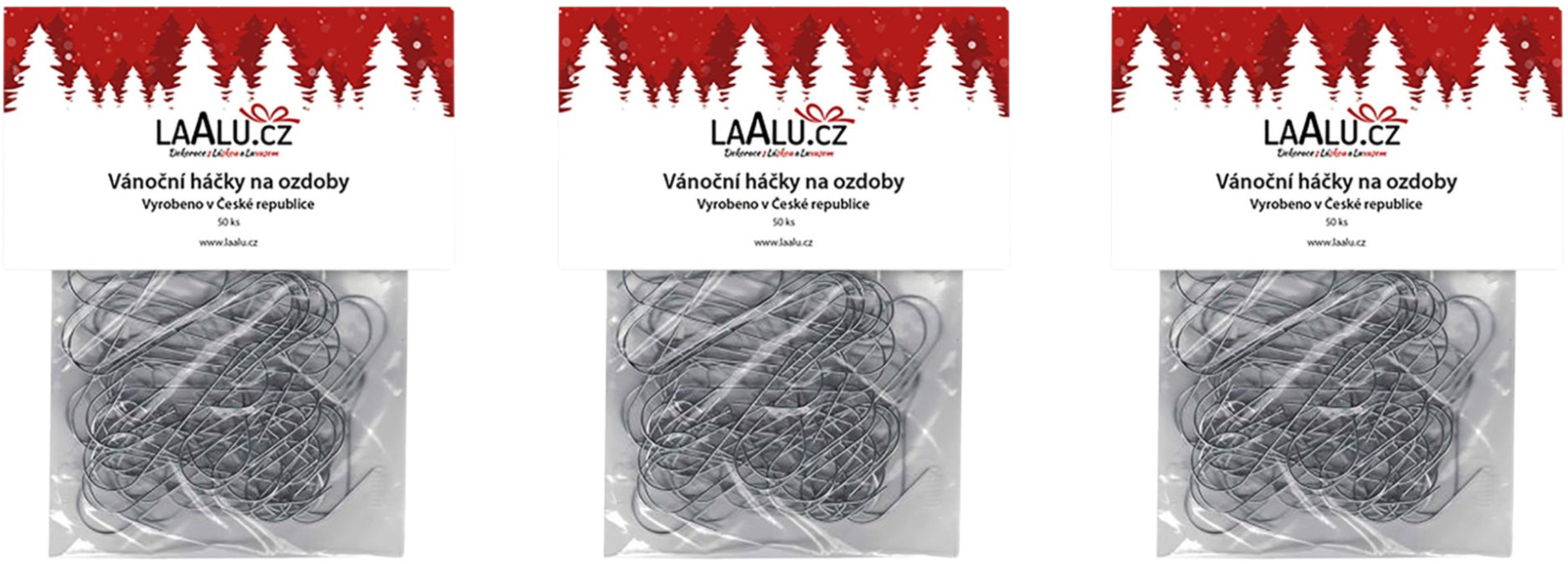 LAALU Sada 150 ks: Háčky na ozdoby 3 x 50 ks - klasické