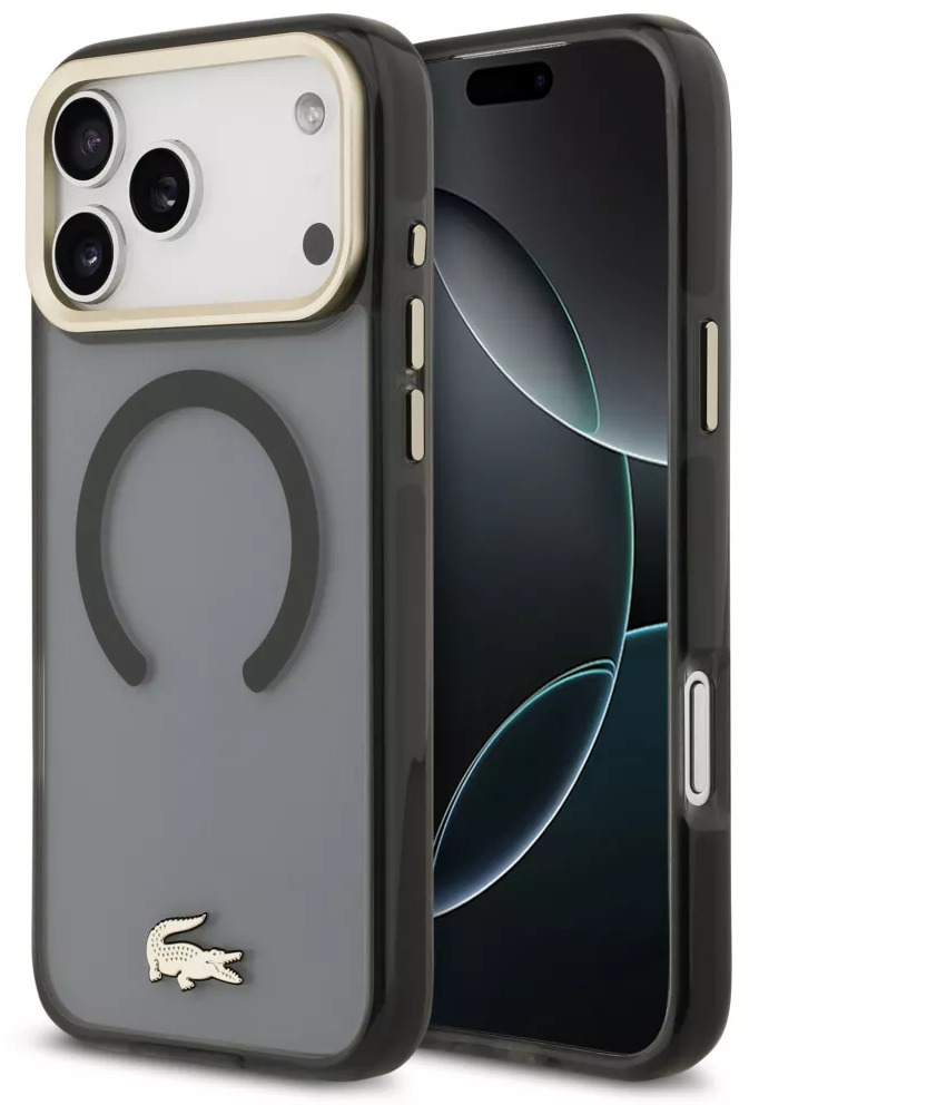 Lacoste PC/TPU Frosted Finish Gold Logo MagSafe Zadní Kryt pro iPhone 17 Pro Max Black