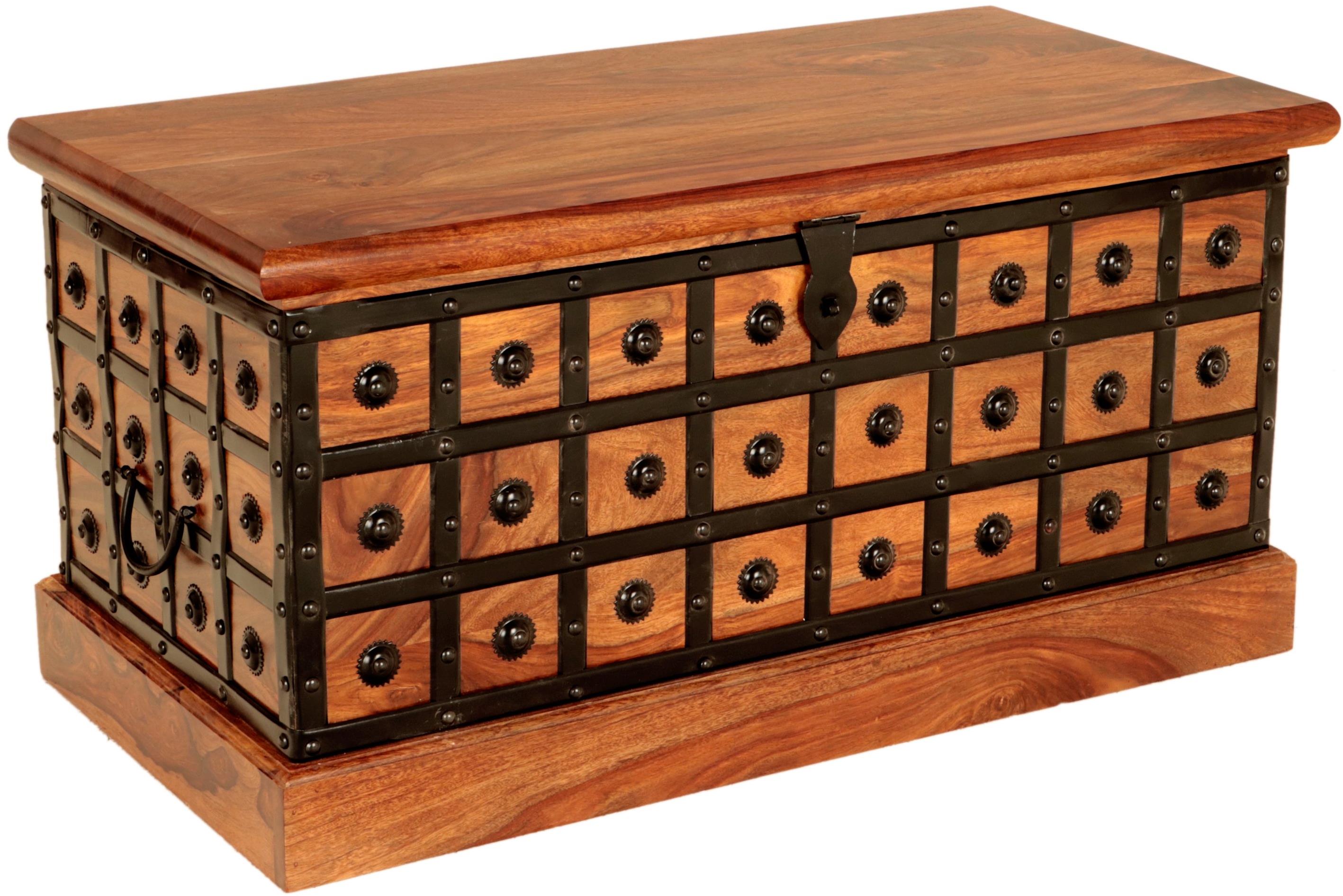 LAKŠMI Truhla Jali 90 × 45 × 45 z indického masivu palisandr - light honey