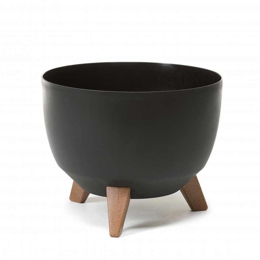 LAMELA Obal na květináč ROMA, průměr 29cm, mísa na nožkách, černý