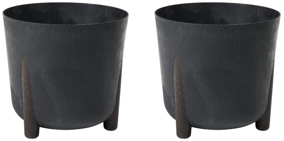 Lamela Květináč FRIDA 21 cm, recycled, černý beton, set 2 ks