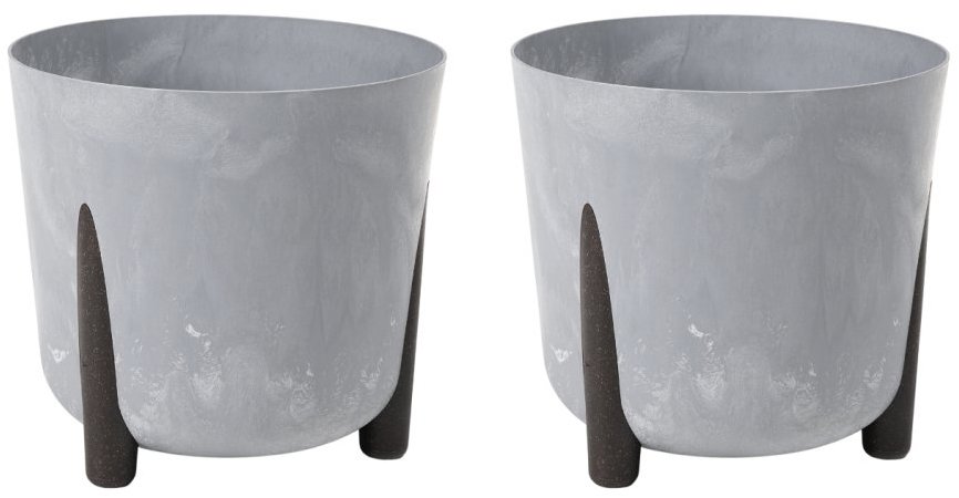 Lamela Květináč FRIDA 21 cm, recycled, šedý-beton, set 2 ks
